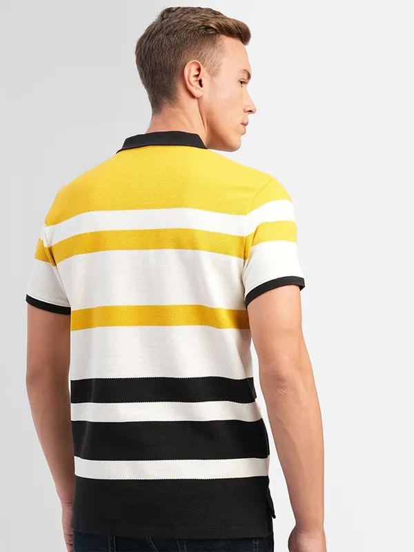 JACK&JONES white and yellow stripe t shirt