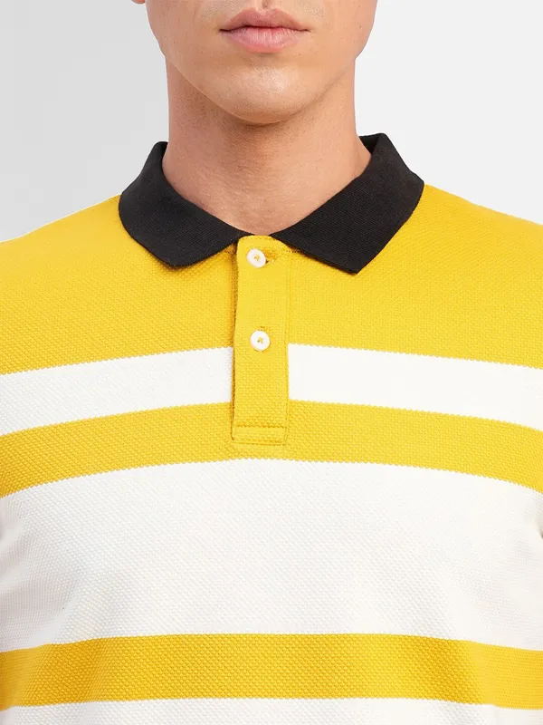 JACK&JONES white and yellow stripe t shirt