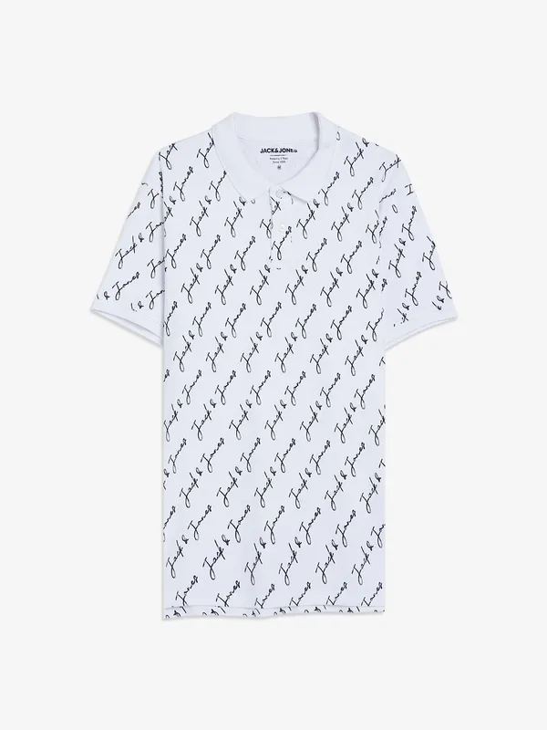 JACK&JONES white cotton polo t shirt