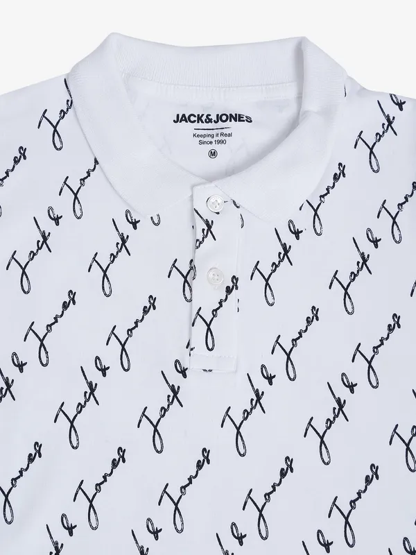JACK&JONES white cotton polo t shirt