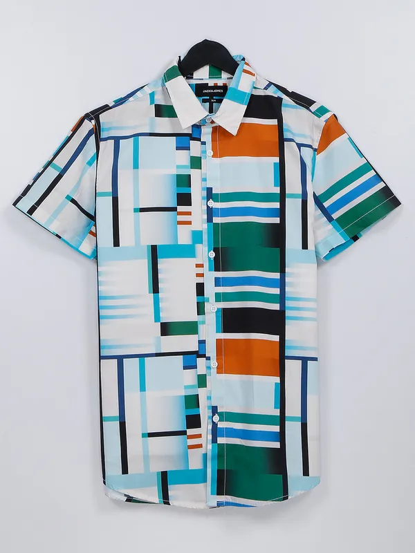 Jack&Jones white cotton printed shirt