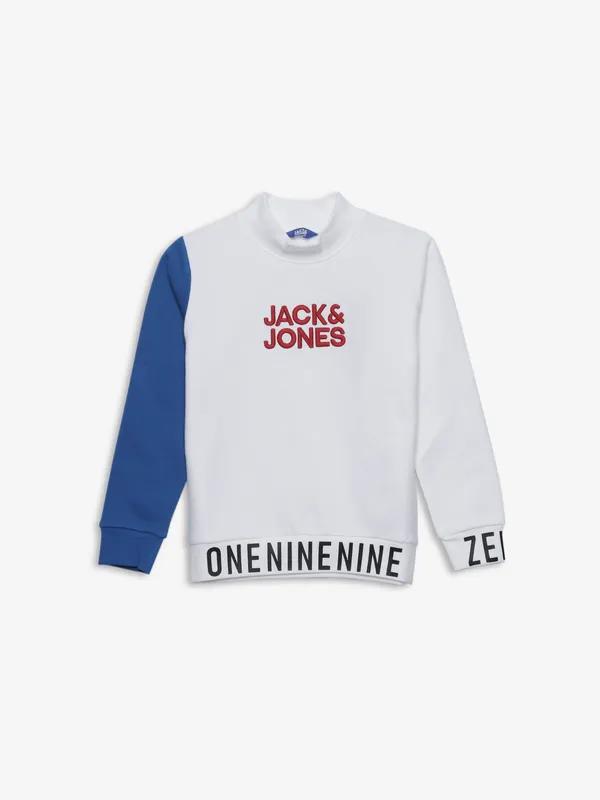 JACK&JONES white knitted printed sweatshirt