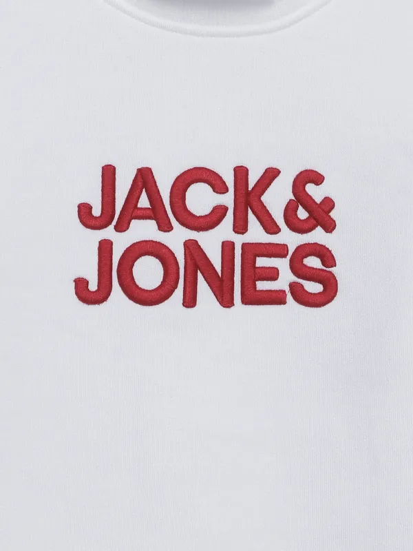 JACK&JONES white knitted printed sweatshirt