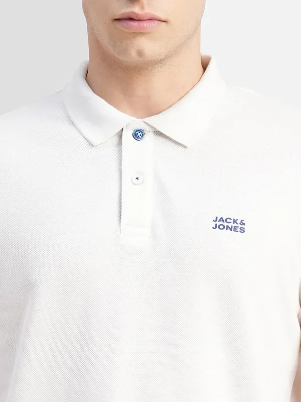 JACK&JONES white plain cotton t shirt