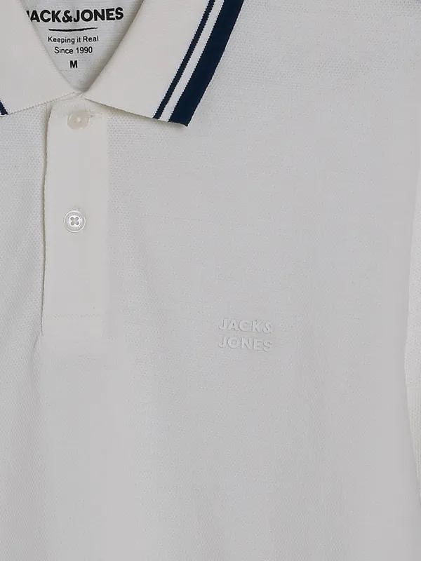 JACK&JONES white plain polo t shirt