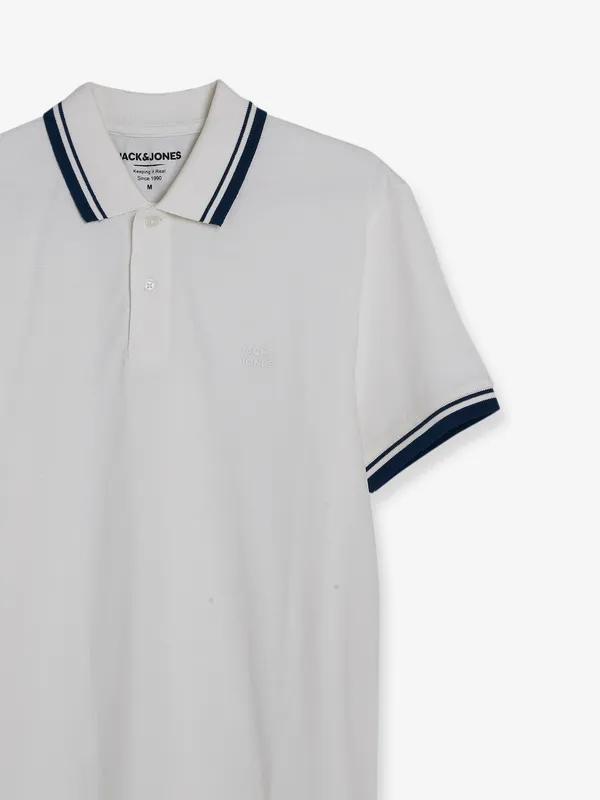 JACK&JONES white plain polo t shirt