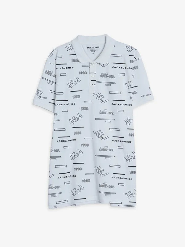 JACK&JONES white printed polo t shirt