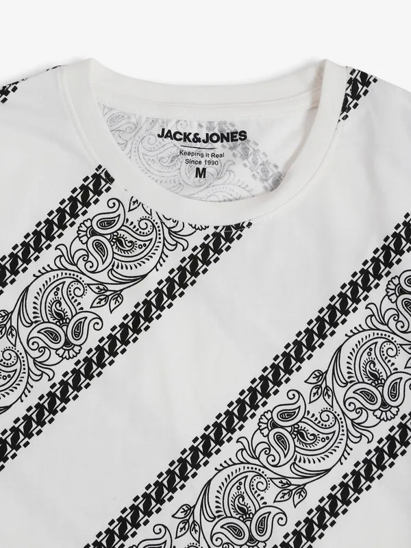 JACK&JONES white printed t shirt