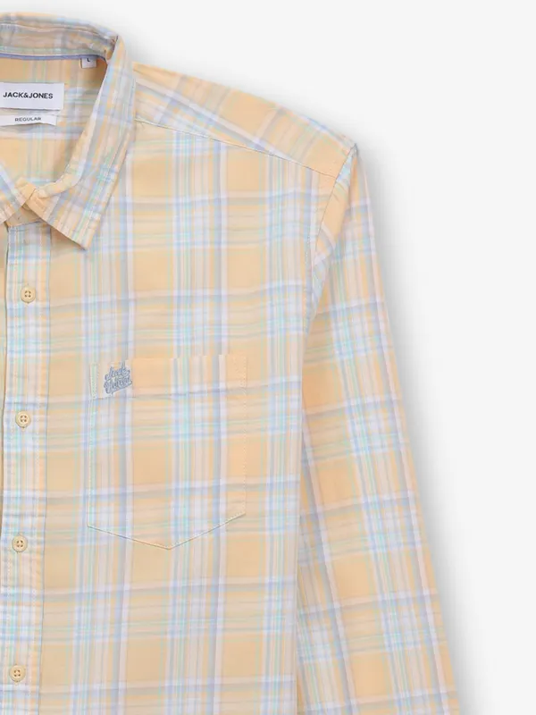 JACK&JONES yellow cotton shirt with checks