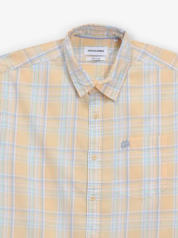 JACK&JONES yellow cotton shirt with checks
