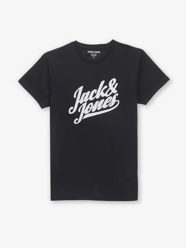 JACK & JONES black brand name cotton t-shirt