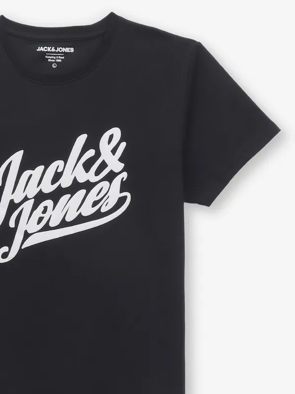 JACK & JONES black brand name cotton t-shirt
