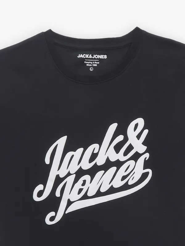 JACK & JONES black brand name cotton t-shirt