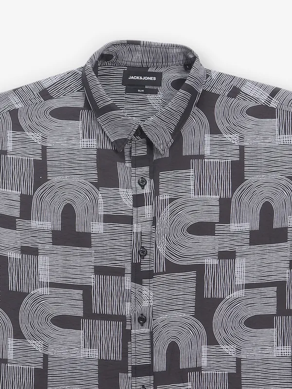 JACK & JONES black printed cotton shirt
