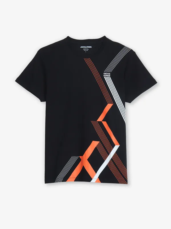 JACK & JONES black printed t-shirt in cotton