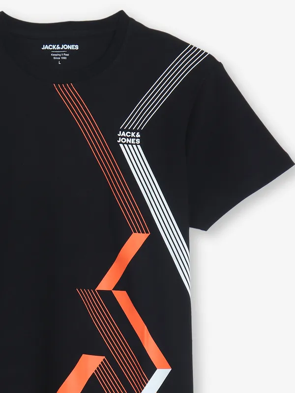 JACK & JONES black printed t-shirt in cotton