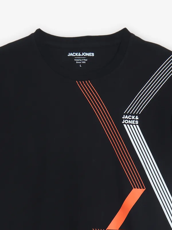 JACK & JONES black printed t-shirt in cotton