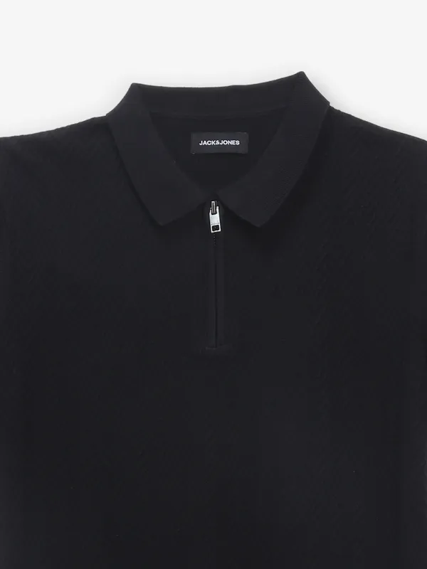 JACK & JONES black texture cotton t-shirt