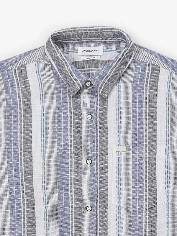 JACK & JONES blue stripe cotton casual shirt