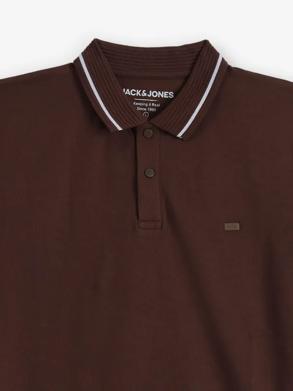 JACK & JONES brown cotton t-shirt
