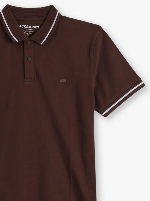 JACK & JONES brown cotton t-shirt