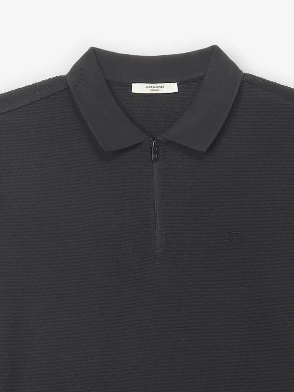 JACK & JONES charcoal black knitted t-shirt