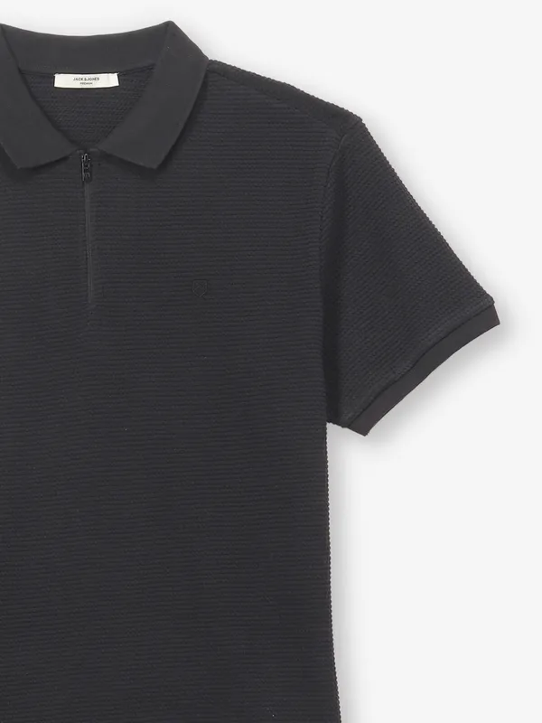 JACK & JONES charcoal black knitted t-shirt