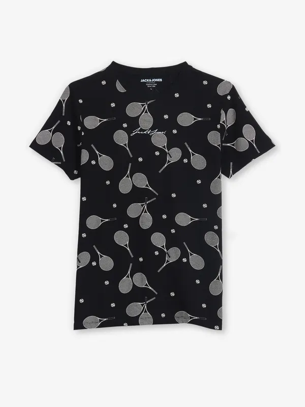 JACK & JONES cotton printed t-shirt in black