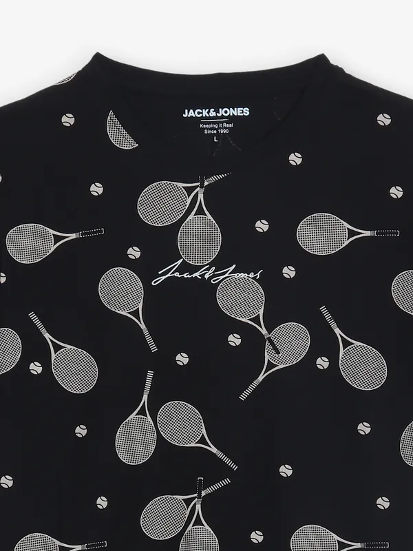 JACK & JONES cotton printed t-shirt in black