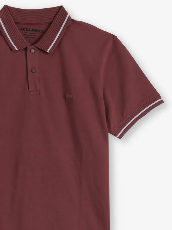 JACK & JONES cotton t-shirt in rust wine