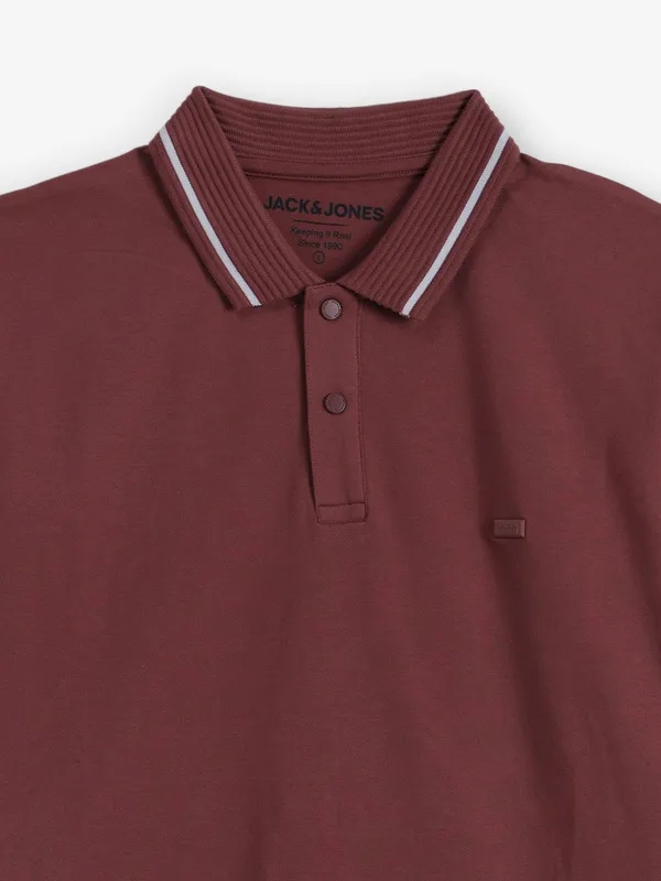 JACK & JONES cotton t-shirt in rust wine