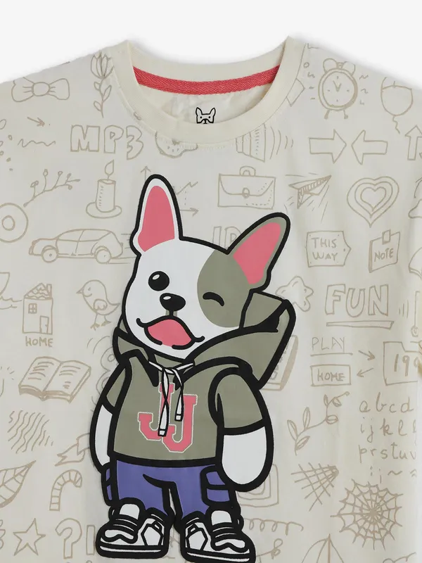 JACK & JONES cream printed t-shirt