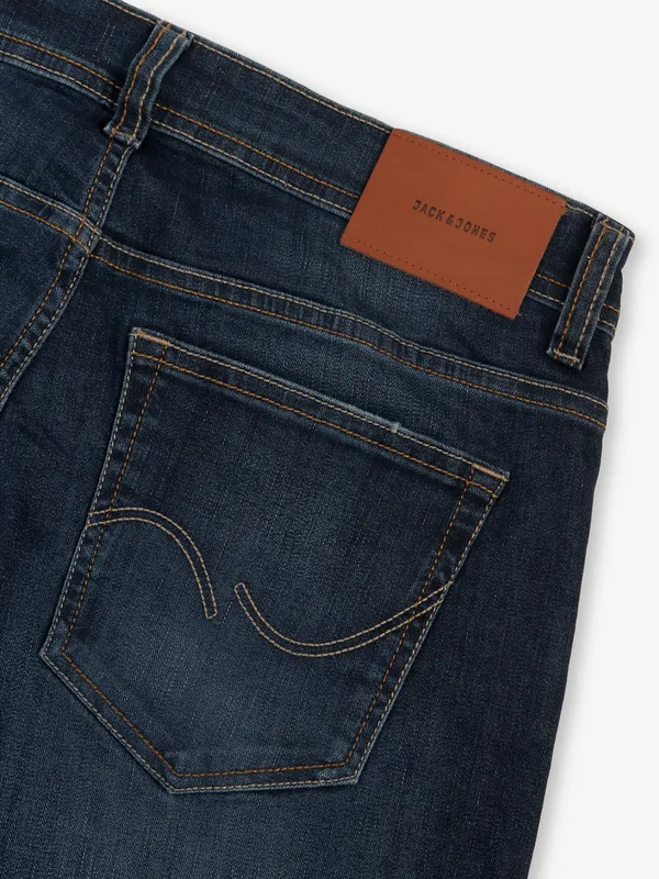 JACK & JONES dark blue washed slim fit mens denim