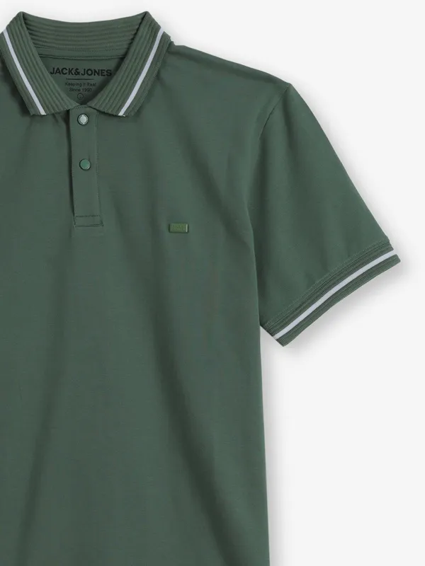 JACK & JONES green cotton t-shirt with stripe