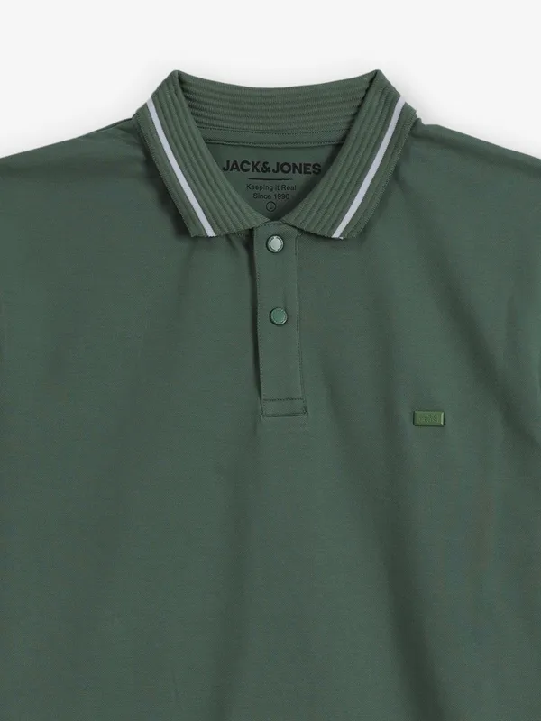 JACK & JONES green cotton t-shirt with stripe