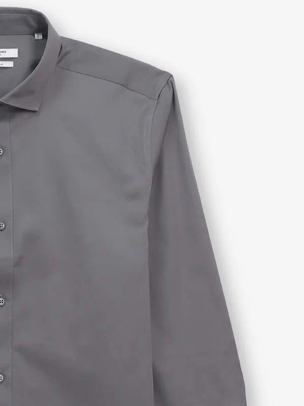 JACK & JONES grey linen plain shirt