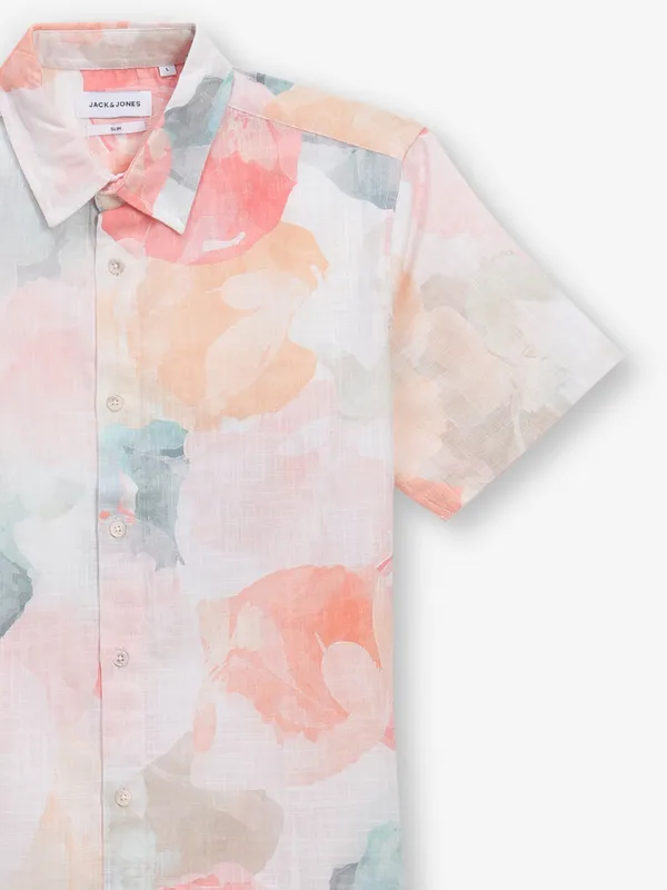 JACK & JONES multi color cotton printed shirt