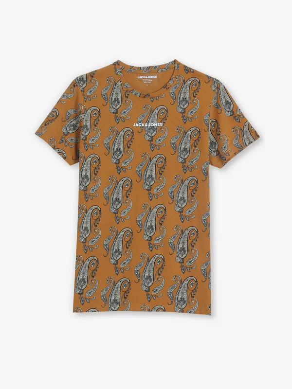 JACK & JONES mustard yellow t-shirt in cotton