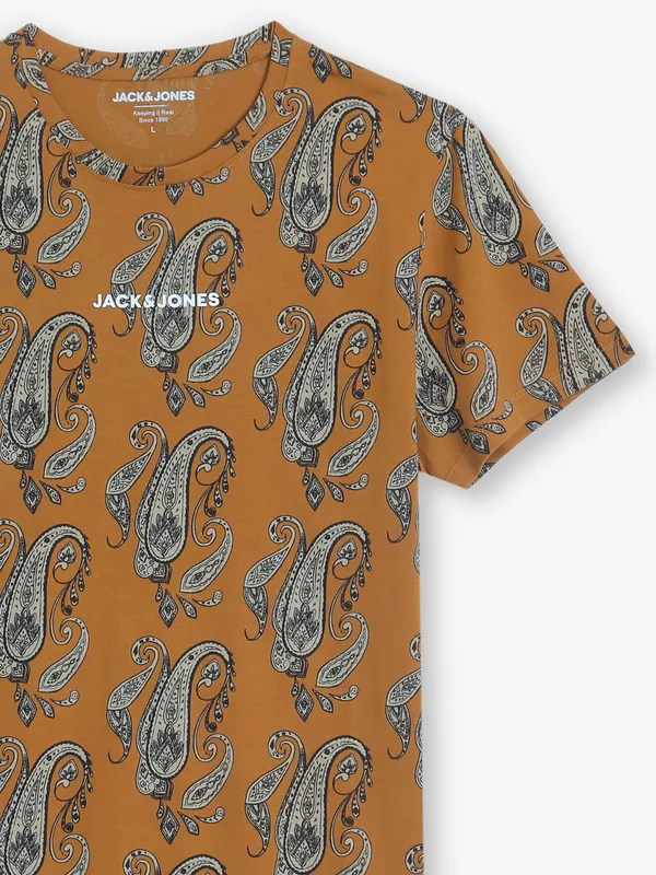 JACK & JONES mustard yellow t-shirt in cotton
