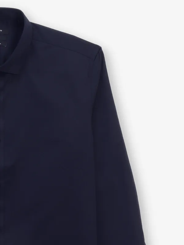 JACK & JONES navy cotton silk plain shirt
