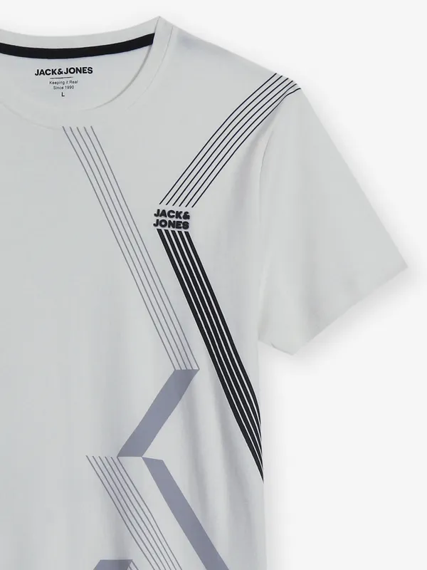 JACK & JONES off-white cotton t-shirt