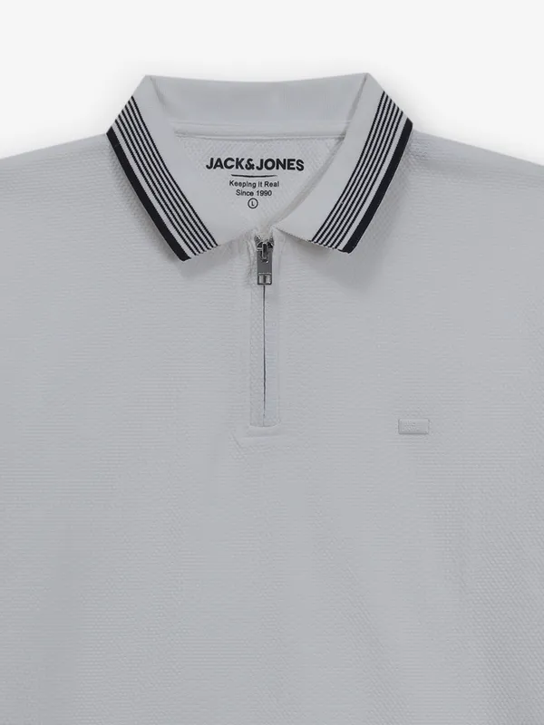 JACK & JONES grey plain cotton t-shirt