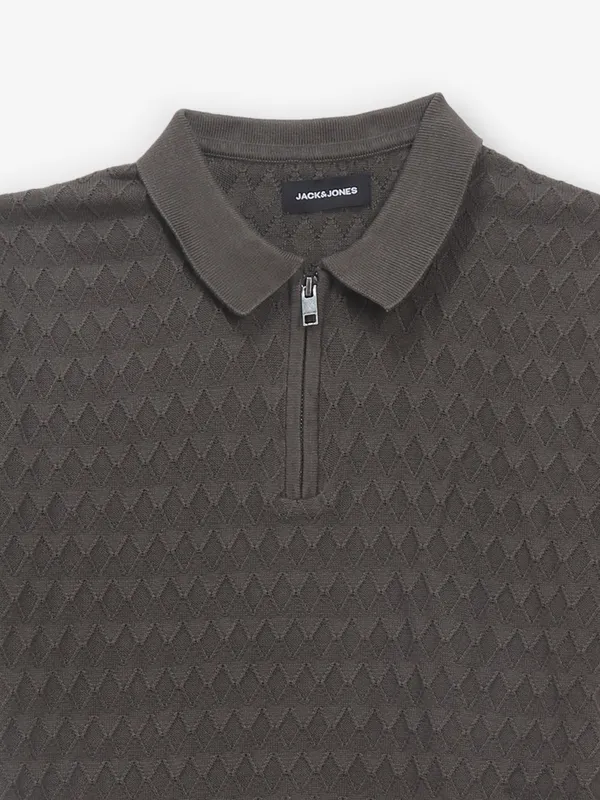 JACK & JONES olive night texture cotton t-shirt