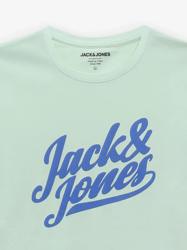 JACK & JONES pastel green cotton t-shirt