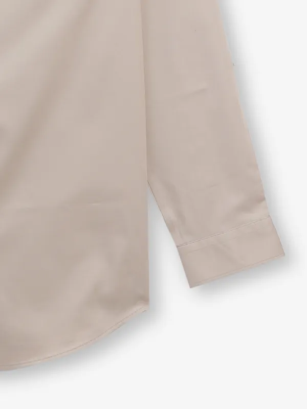 JACK & JONES plain beige cotton silk shirt