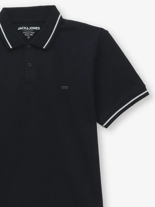 JACK & JONES plain black cotton t-shirt