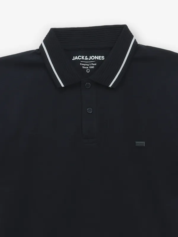 JACK & JONES plain black cotton t-shirt
