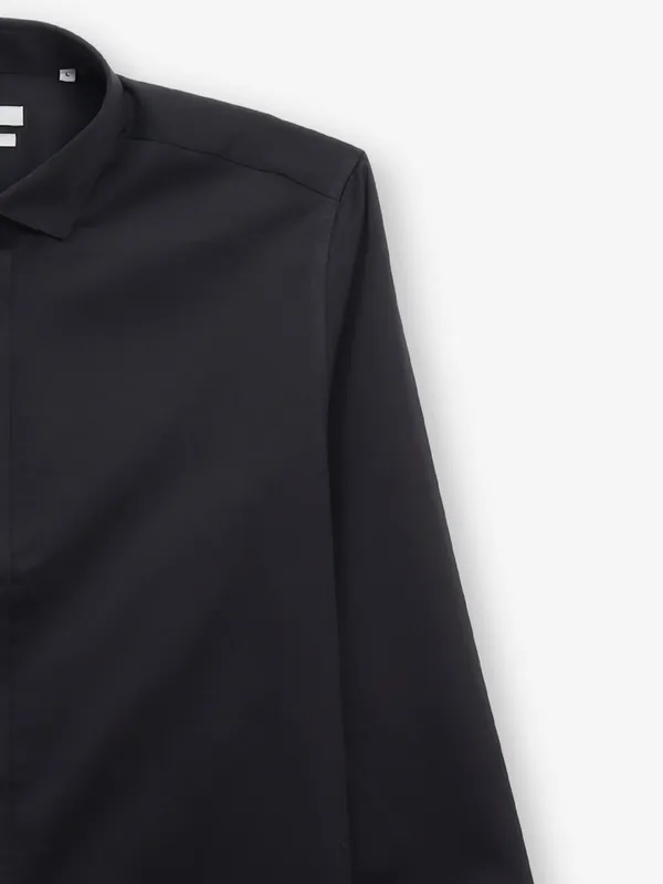 JACK & JONES plain black linen shirt