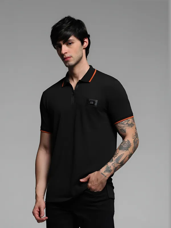 JACK & JONES plain cotton black t-shirt