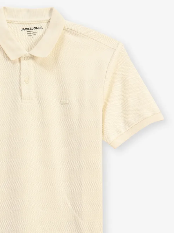 JACK & JONES plain cream cotton t-shirt